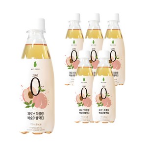 넛츠그린 제로스파클링 복숭아블랙티, 350ml, 6개