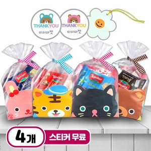 [10+1] 달달마켓 10종 간식 구디백 애니멀 과자 꾸러미 세트 유치원 어린이집 생일 답례품 단체 선물, 달달애니멀구디백(4개), 1개