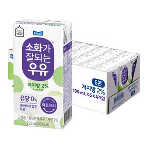 매일유업 소화가 잘되는 우유 저지방, 190ml, 24개