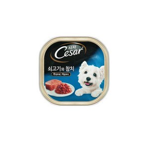 시저 애견간식 캔, 쇠고기와 참치 (1세 이상), 100g, 12개