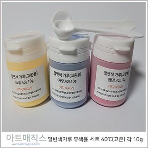 열변색가루(점토만들기전용) 빨강 파랑 노랑 무색용세트 고온40도 각10g / 시온안료