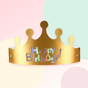 [파티지] 풍선펌프 파티소품 모음 왕관 생일모자 꼬깔모자 파티커튼 생일띠, SS_B_조립식 종이 왕관모자_골드 메탈폰트