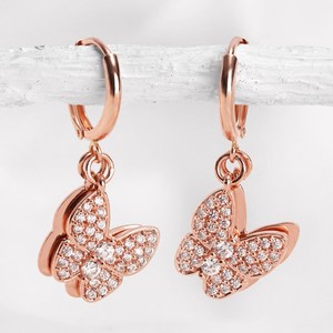 주리에떼 14K 18K 귀걸이 핑크골드 나비 여성 원터치 귀걸이 로젤 아내 여자친구 기념일 선물