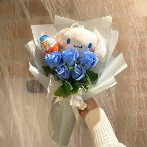인형 꽃다발 산리오 시나모롤 꽃다발 쿠로미 킨더조이꽃다발, 시나모롤 블루, 1개