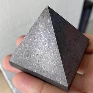 천연 Shungite 크리스탈 피라미드 타워 치유 레이키 보호 에너지 균형 명상 뿌리 차크라 정화 돌 1 개, 1) 5CM - 1PC, 1개