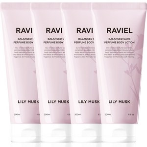 RAVIEL 밸런스드 케어 퍼퓸 바디로션 릴리머스크향, 4개, 200ml