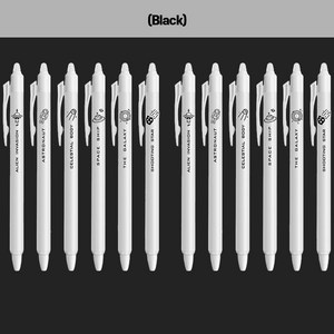 비비드 벌브 슬림 단색 0.5mm 캐릭터 지워지는 볼펜 세트, 12개, 블랙