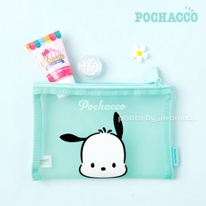 산리오 케릭터 슬림사각 메쉬 다용도 파우치 학용품 지퍼 학생