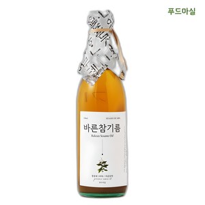 푸드마실 통참깨 100% 저온압착 바른 참기름, 350ml, 1개