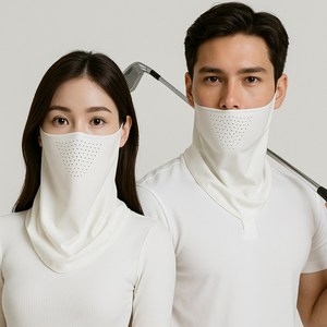 믿추 자외선 uv 차단 쿨 냉감 스포츠 골프 마스크, 화이트+화이트, 1개