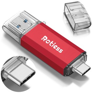 ROTIESS USB3.0 USB3.1 메모리USB C플래시드라이브32기가 64기가 128기가 256기가 512기가 2 in 1 펜드라이브 C USB 및 c타입 USB포트포함, 512GB