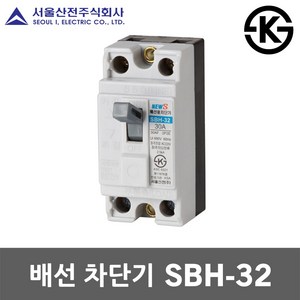 서울산전 배선 차단기 SBH-32 15A 20A 30A 국산 KS MCCB NFB 30AF 2P 2.5kA 배선용차단기 배선차단기 주택용 가정용 산업용 전기 차단 분전함 두꺼비집, 배선 SBH-32 30A, 1개