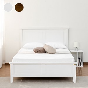 바네스데코 케렌 5177 고무나무 원목 엔틱 침대, K 킹 매트리스미포함, 화이트 프레임 원목 통깔판