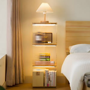 쇼넷 투명 아크릴 회전 책장 360도 다용도 북타워 서재 침대 거실, 블랙, 3단