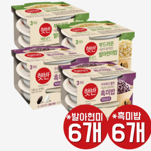 햇반 2종 각6개 작은공기 발아현미밥 + 흑미밥