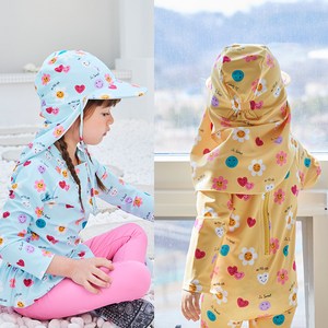 [플랩캡] 스마일 UV 수영모자 여아 남아 아쿠아 아기 수영모 유아 자외선차단 모자