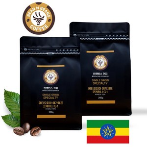 맛있는 최고등급 스페셜티 원두 빈앤빈스 에티오피아 예가체프 코케허니 G1, 1개, 200g, 홀빈(분쇄안함), 홀빈(분쇄안함)