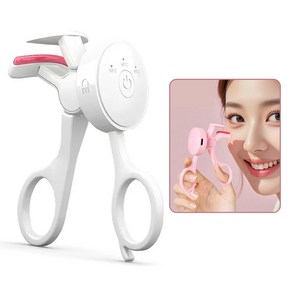Oyoson 휴대용 속눈썹 고데기 전기 뷰러 3단계 온도 감온변색 실리콘 스트립 Type-C충전식, 흰색