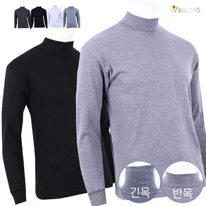 [더빅보스] HI 국민 기본 순면 목티 _ 남성용 데일리 이너웨어 국산 무지 목폴라 반목 긴목 긴팔티