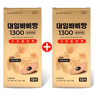 대일 빠삐방 1300 골드 근육통 완화작용 빠삐자기방 자석파스 2개+리필패치 15매 세트