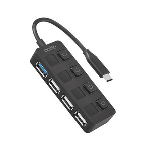 엑토 온오프 C타입 USB 3.2 앤 2.0 개별 전원 멀티허브 HUB-41, 블랙, 1개