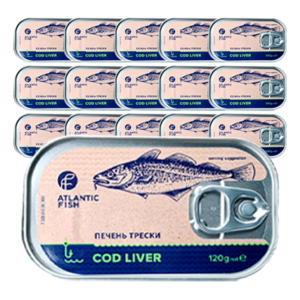 아틀란틱피쉬 ATLANTIC FISH 대구 간 통조림 Cod Liver 120g, 1개