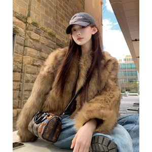 [ F/W 하이앤드 자켓 ] 고급스러우며 세련된 루즈핏 페이크 밍크퍼 골드 자켓 / 여친 데이트룩 오피스 출퇴근