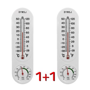 [1+1] (플라스틱 온습도계 A타입 1P+1P=총2P) 온도계 겸 습도계 벽걸이 아날로그 실내 온도습도계, 화이트, 2개