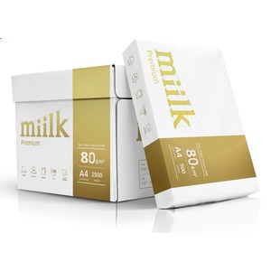 miilk 프리미엄 복사용지 백색 80g, A4, 2500개