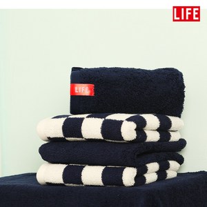 (라이프) 타올 먼지없는 호텔수건 코마사 40수 체커보드, 네이비체스 +네이비, 10개
