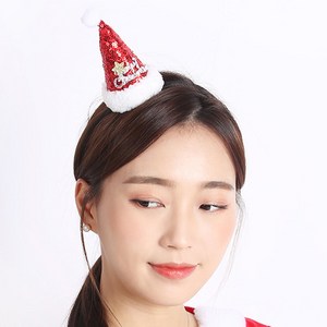 (주)파티해 크리스마스 머리띠 - 루돌프 산타 머리핀 안경 파티 소품, A19.미니산타고깔모자머리띠