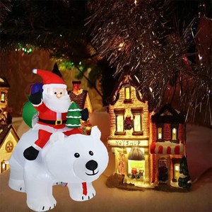 크리스마스 대형 산타 북극곰 LED 라이트 에어 벌룬 펜션 포토존 에어벌룬, 단일사이즈, 영국 규제