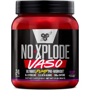 BSN 노익스플로드 노익스 부스터 VASO 프리위크아웃 파우더 48서빙 24서빙, 24서빙 Grape Fury, 1개, 504g