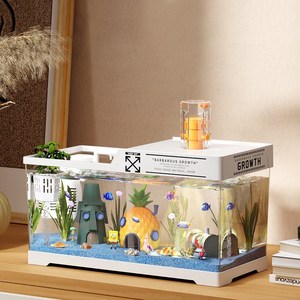 거북이어항 아크릴 일체형 금붕어 거북이 항아리 미니어항, 1개, 흰색