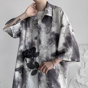 옷 남자여름 정아다디스 삼엽 홀치기염색 코트 얇은 와이셔츠 와이드 루즈핏 트렌드 4935928661