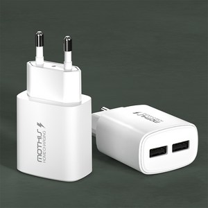 2..1A 2포트 USB 듀얼 충전기 어댑터 (갤럭시 아이폰 동시충전), 화이트, 1개