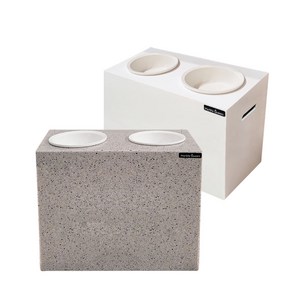 반려동물 대리석식탁 식기세트 대형 높이 40cm 특대형 높이 47cm 강아지 고양이 밥그릇, 대리석식탁세트_특대형 47cm_화이트, 1개