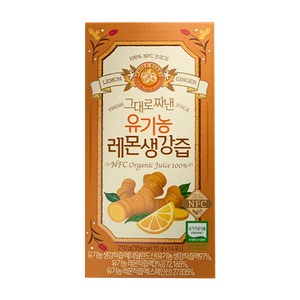 홀베리 그대로짜낸 유기농 레몬생강즙+쇼핑백, 1박스, 210ml