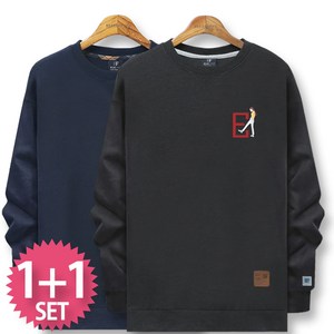 블루포스 엘튼 맨투맨 + 엘리논 맨투맨 1+1세트 [2장 묶음] 오버핏 남여공용 긴팔티셔츠 일러스트