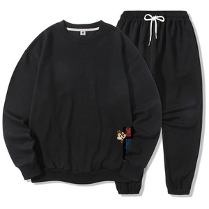 일루소 디즈니 기모 세로 칩앤데일 맨투맨 밑밴딩 조거 트레이닝복 상하의 세트