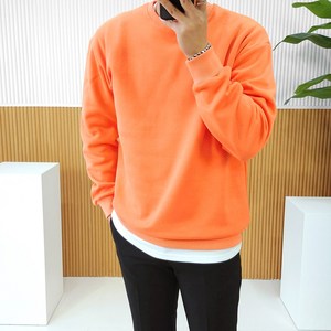 로니제이 남녀공용 오버핏 데일리 면 쭈리 기모 코튼 무지 맨투맨