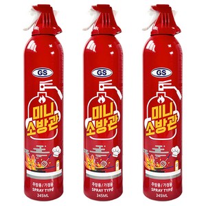 한국소방 미니소방관 차량용 소화기, 345ml, 3개