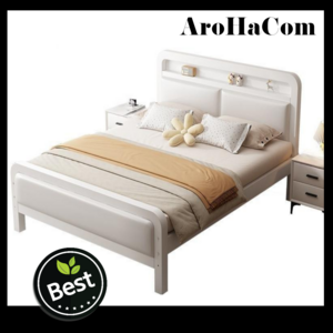 AROHACOM 침대프레임 철제 저상형 싱글 퀸 킹 침대 침대깔판 매트리스 깔판 패브릭 프레임, C형 화이트 프레임 + 그레이 쿠션