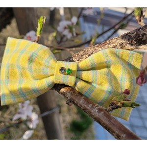 러블리 체크 그린 10cm 리본핀