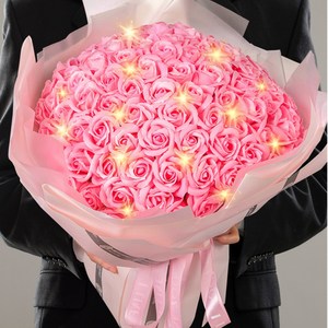 아르띠콜로 100송이 led 로맨틱 꽃다발, 핑크