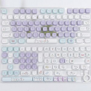 MOA PBT 퍼플 래빗 키캡 ISO 레이아웃 게임용 기계식 키보드 승화 게이트론 체리 Mx 스위치용, 142 keys-6.25u space, 1개