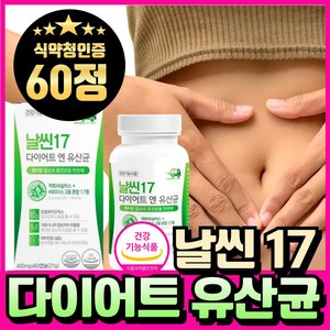 BNR17 비에날씬 유산균 다이어트 bn17 식약청인증 캡슐 비엔알17 / 날씬17 다이어트 엔 유산균, 1개, 60정