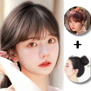코르제이 앞머리 시스루뱅 헤어 인모 가발, 1개, 내추럴블랙