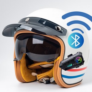 클래식 바이크 헬멧 블루투스 오토바이 레트로 스쿠터 반모 헬멧, M, B