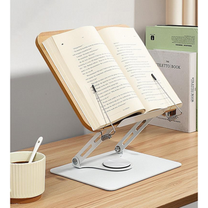 360도 회전 다용도 독서대 각도 조절이 자유롭고 튼튼한 접이식 태블릿 노트북 거치대, 오크